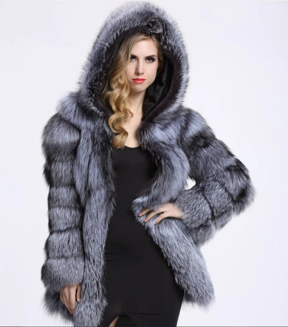 VOLALO 2024ใหม่ล่าสุดFluffy Hooded Faux Fur Coatผู้หญิงฤดูหนาวเสื้อหนาแขนยาวเสื้อขนสัตว์ฤดูหนาวเสื้อขนสัตว์