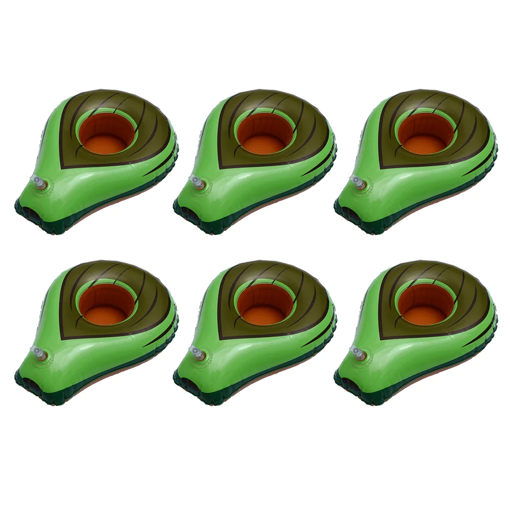 

6 Pcs Toy Drinks Avocado Cup Holder Plates Coaster 26X20X8CM Inflatable Coasters Holders Floating Green Mats Pool Party