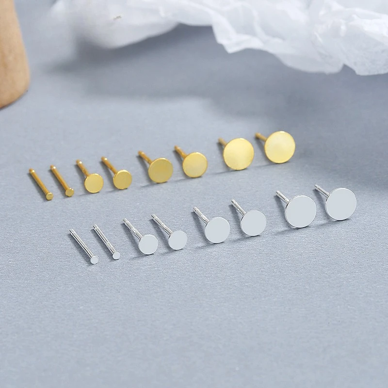 

925 Sterling Silver Round Stud Earrings Women's New Simple Ins Versatile Trendy Ear Bone Studs Cold Wind Temperament Earrings