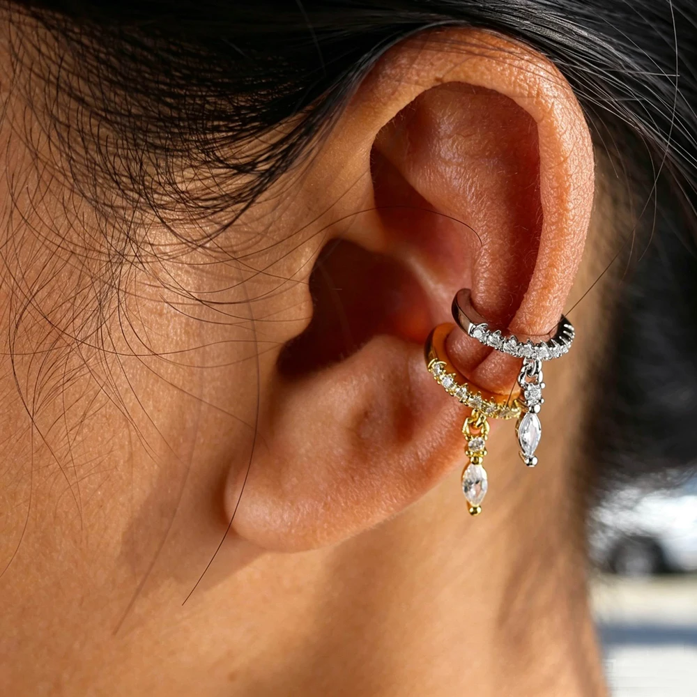Серьги-каффы с микро-паве из ф – обзор и цена Ear Cuff No Piercing