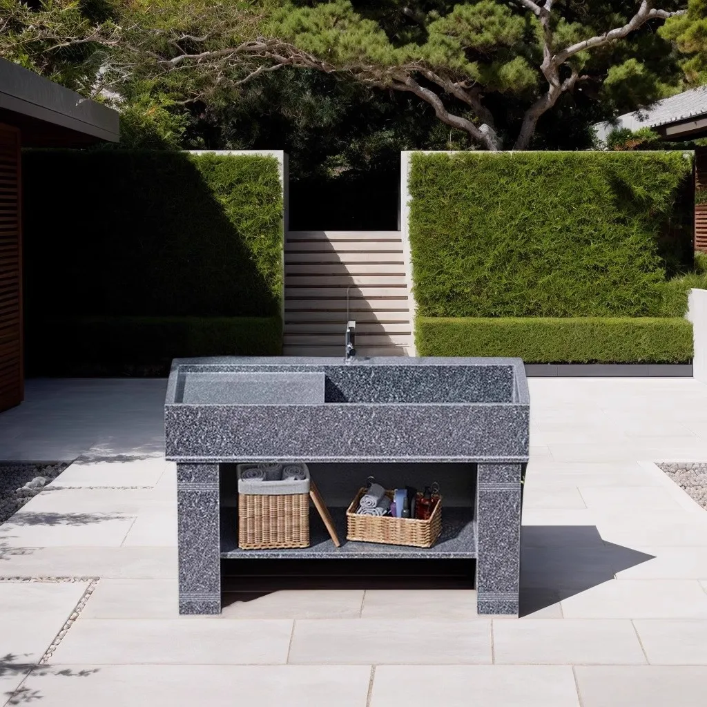 Courtyard marble laundry pool with rubbing board balcony outdoor pool stone natural stone laundry basin 2026 new