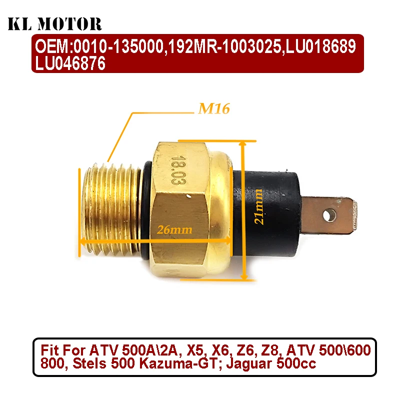 CF500cc X5 X6 0010-135000 CF 625 Engine Water Temperature Sensor THERMO SWITCH 80 Degree M16 QUAD ATV UTV 192MR-1003025 LU018689
