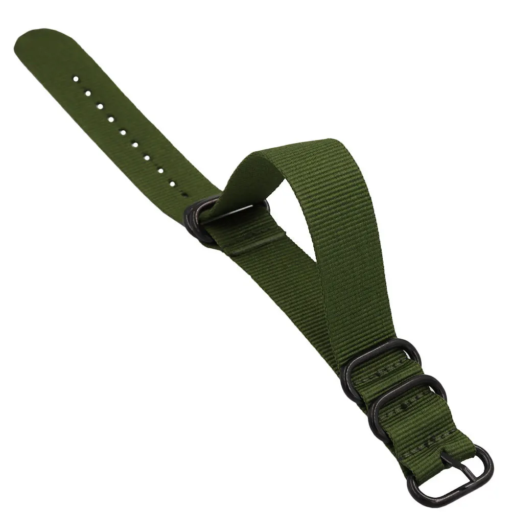 

Nylon Canvas Watch Strap 24Mm Green Durable Adjustable Replacement Band For Smart Watch Mens Wristband Outdoor Sports Accessory