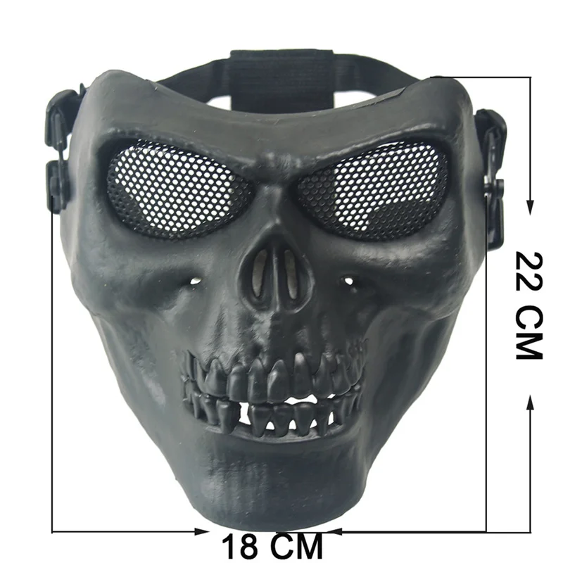 zlangsports Full Face Airsoft Tactical Skull Mask with Metal Mesh Eye Protection CS Halloween Cosplay Masks