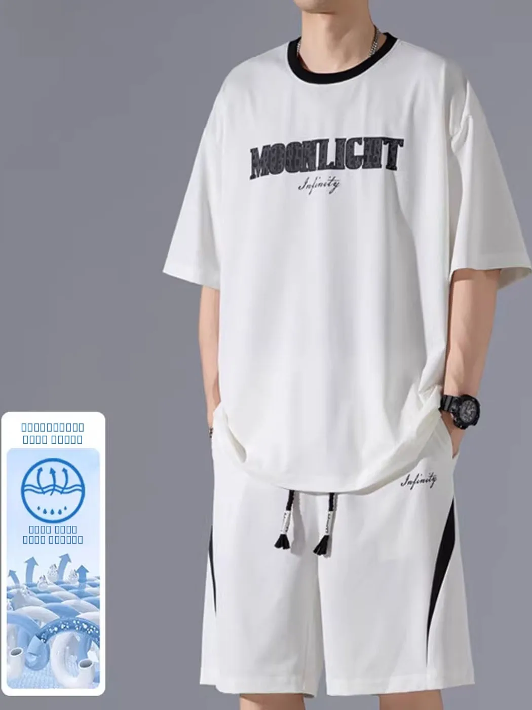 

Ice Silk Qui Dry Sports Set Men Summer Thin Unique Design Color Blo ort Sve orts Casual Two Piece Trendy Outfit