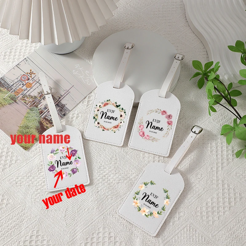 

Garland Flowers Evje Custom Name Luggage Tag Personalized Date Travel Luggage Boarding Tags ID Identification Voyage Accessoire