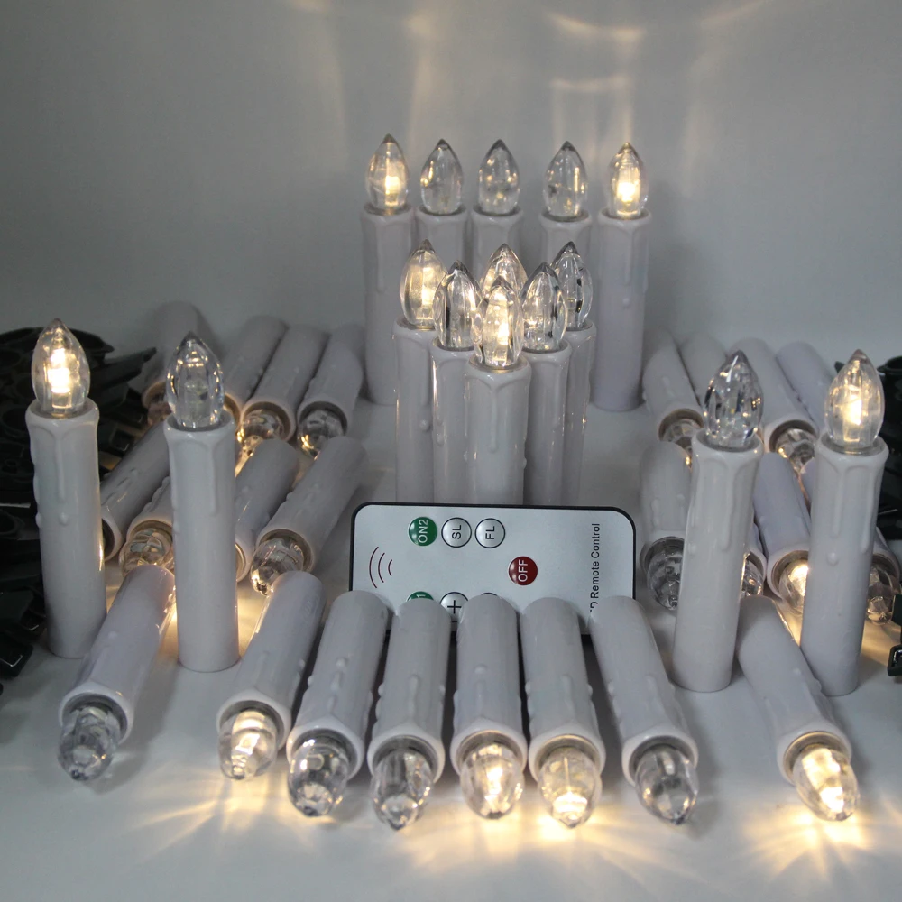 

Оптовая продажа, беспламенные рождественские конические свечи с расплавленным воском белого/красного/цвета слоновой кости с дистанционным управлением и зажимами на батарейках