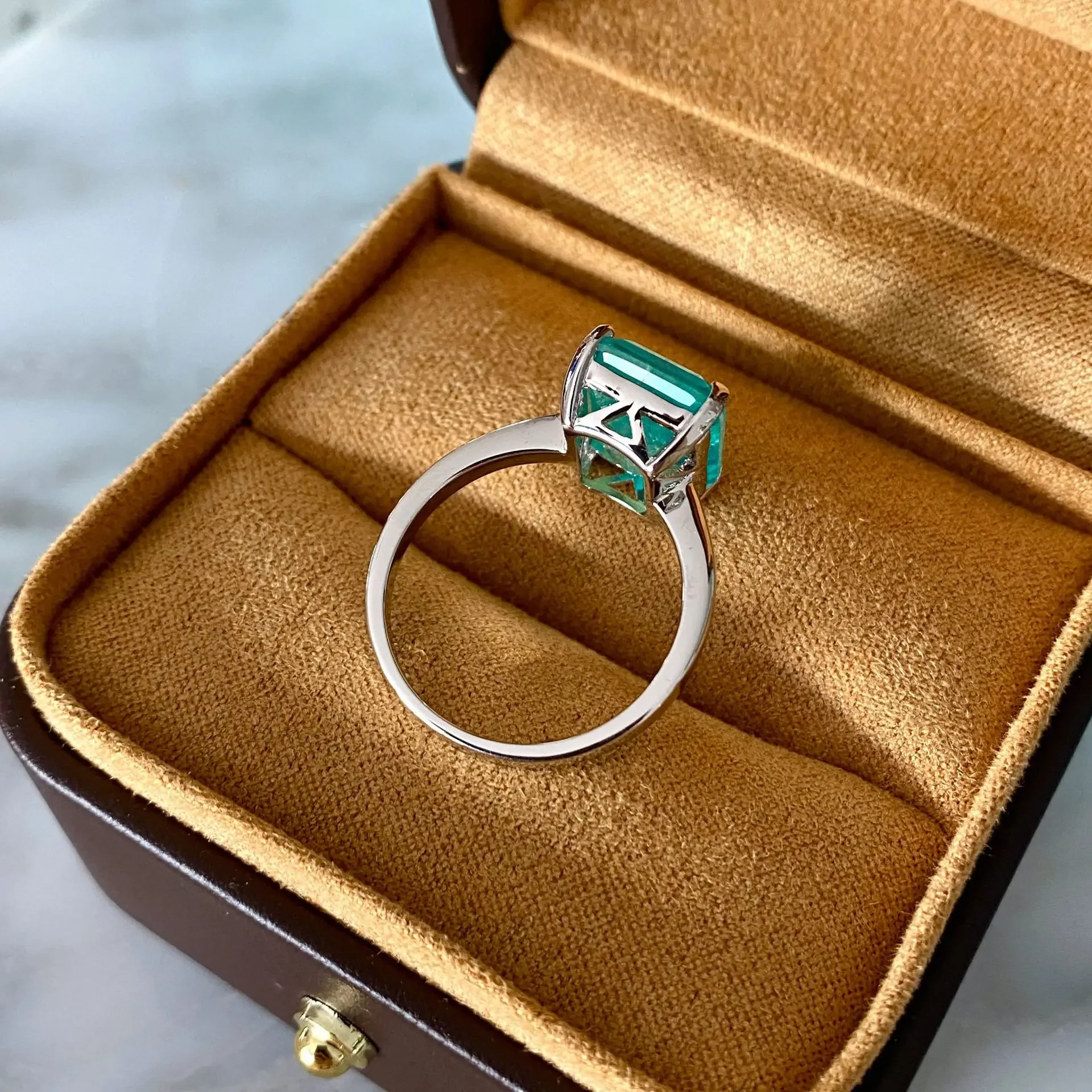 ELSIEUNEE Vintage 100% 925 Sterling Silver Paraiba Tourmaline Gemstone Anniversary Finger Rings for Women Men Fine Jewelry Gift