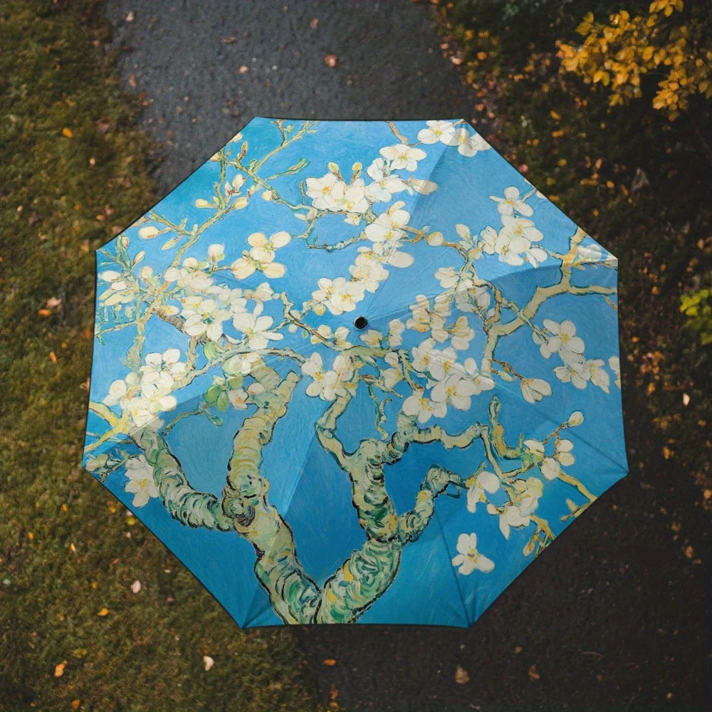 

Автоматический зонт с защитным экраном, ветрозащитный и высококачественный, 1 шт. - Легкий складной зонт с прочной 8-спицевой рамой.