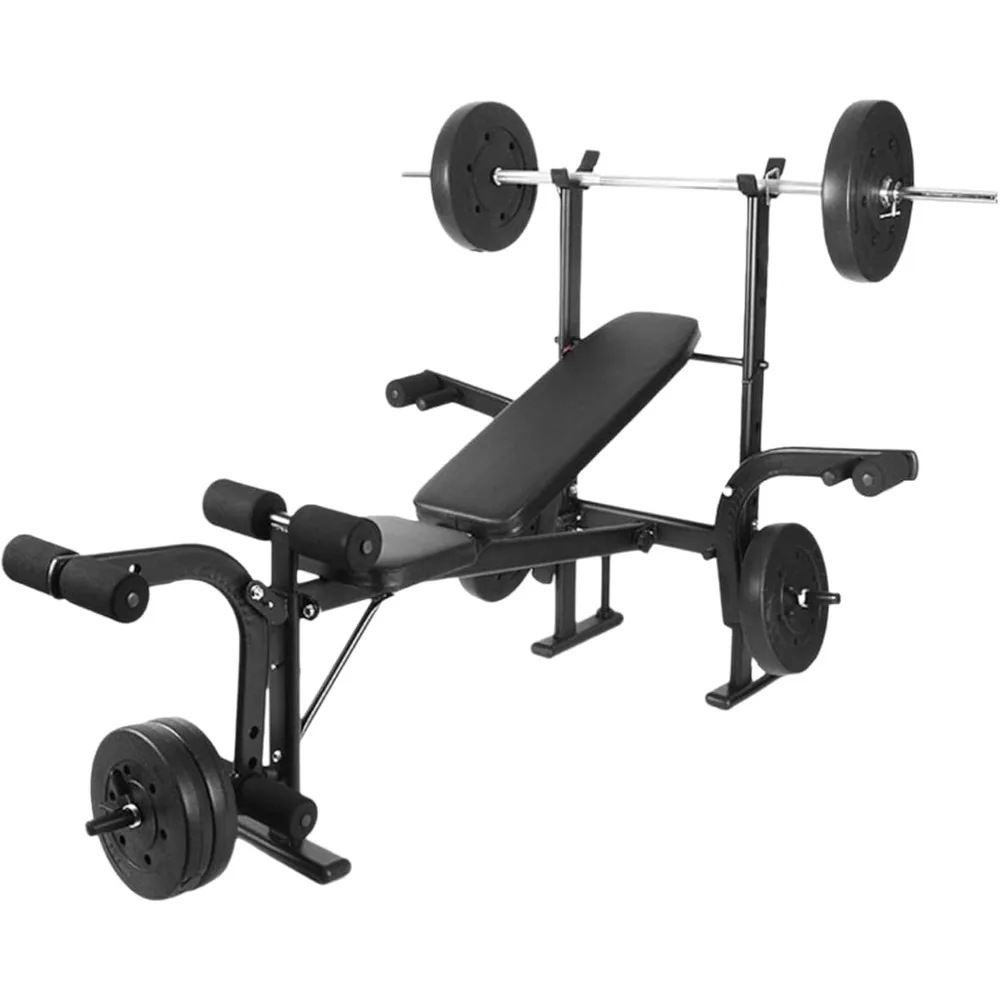 Adjustable Weights Bench, 4 in 1 Gym Sets with Barbell Rack and Leg Developer, 800LBS Bench Press Set,