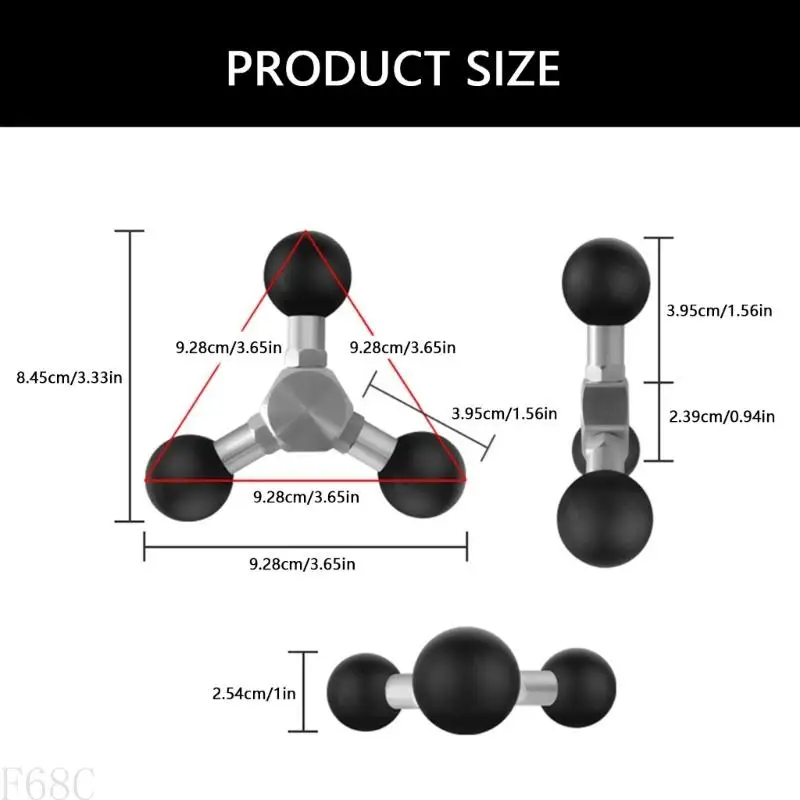 F68C 1 인치 25.4mm 트리플 고무 볼 헤드 확장 어댑터 오토바이 핸들 바