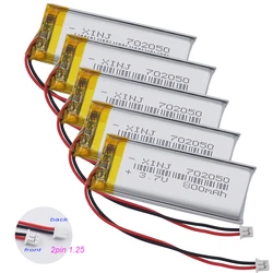 5 sztuk akumulatorów litowych 3,7 V 800 mAh 2,96 Wh 702050   Lipo Li-ion JST 2Pin 1,25 mm złącze do pióra GPS Głośnik Bluetooth LED