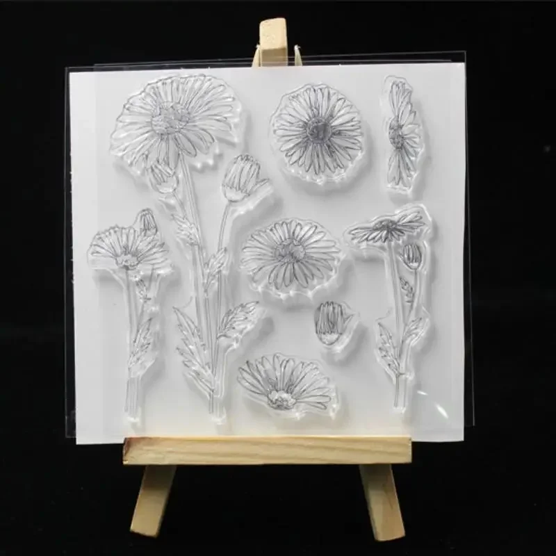 1PCS Flowers Transparent Clear Silicone Stamp for DIY Scrapbooking Kids Decoration Supplies