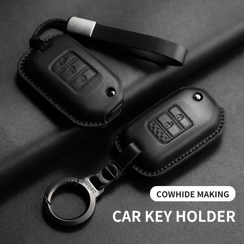 Leather Car Key Case Cover Shell For Honda Accord Civic City Fit HR-V XR-V Folding Car Remote Protector Shell Holder Accessories