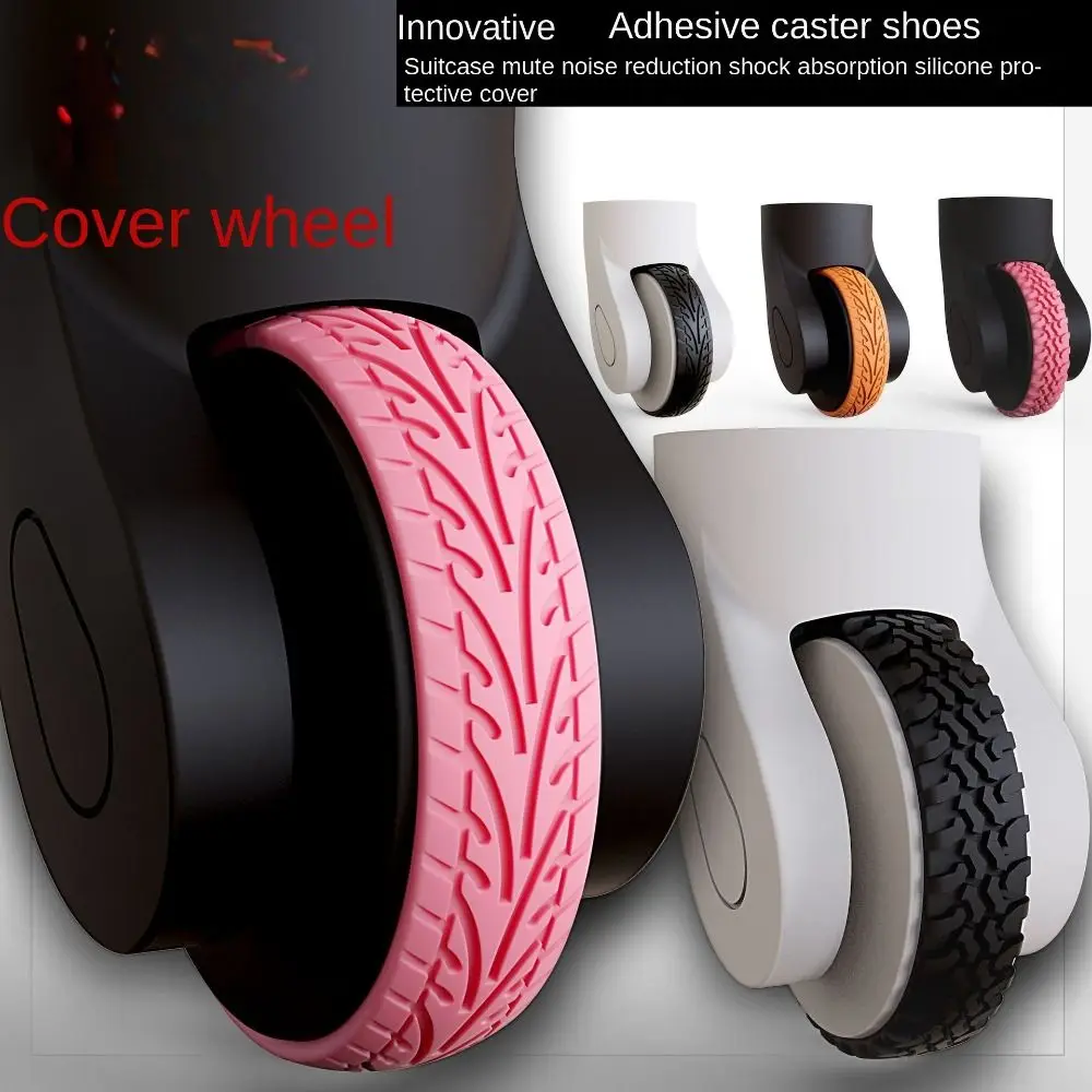 

4Pcs Damping Luggage Wheels Protector Reduce Wheel Wear Noise Wheels Guard Cover Suitcase Wheels Protection Cover Can Be Cropped
