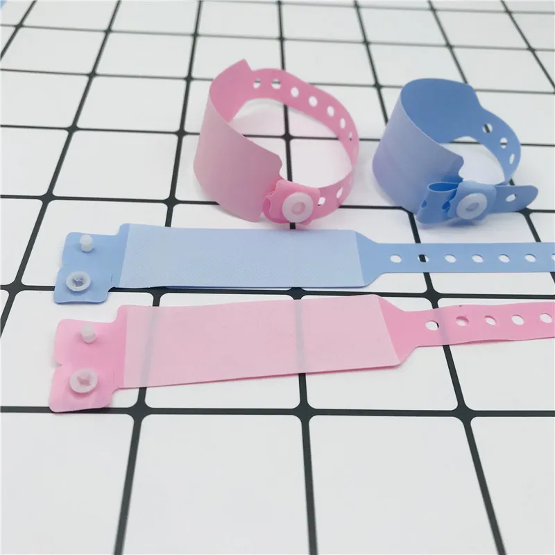 20 pcs/ set Adjustable reborn Baby doll kit wristbelt Blue and Pink Colors Can be handwritten Newborn Bracelet for reborn doll