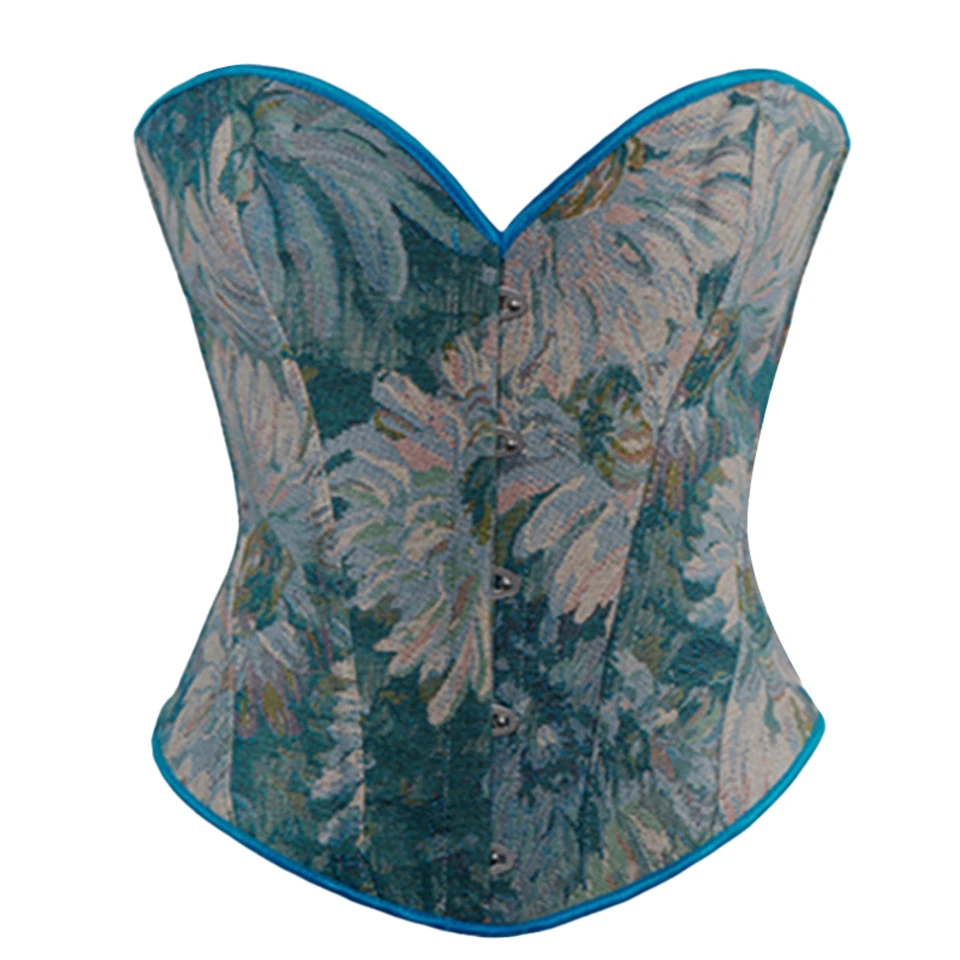 Becirzet Vintage Korsett Taillenformer Shapewear Mehrfarbige Blumen Bustier Top Schnürung Schlankmachende Damenbekleidung – Detail 24
