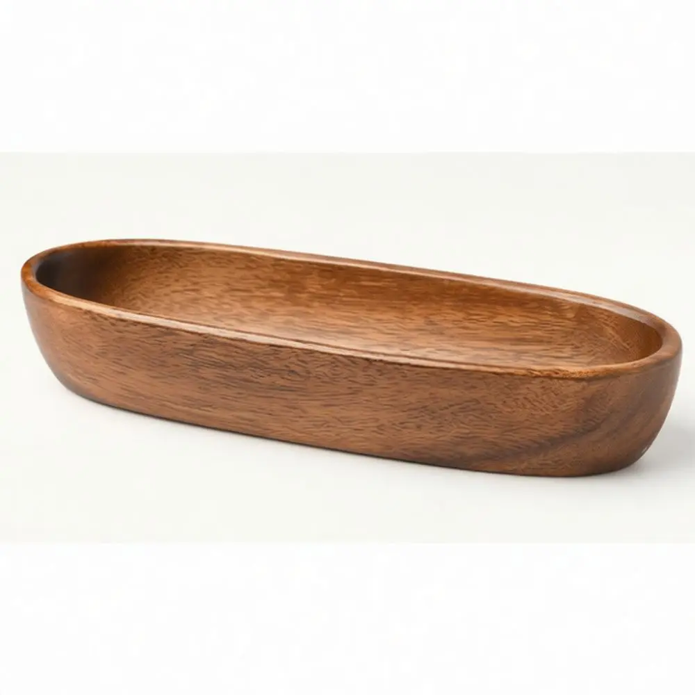 Walnut Wood Snack Bowl Unique Boat Shaped Serving Tray Eco Friendly Decorative Dish For Living Room Tea Table