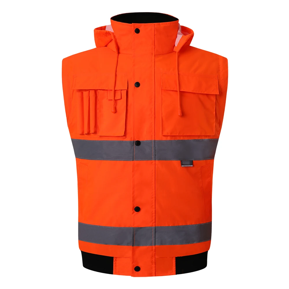 Reflective Jacket Men Winter Hi Vis Orange Waterproof Jacket Cotton Safety Jacket for Men Work Workwear High Visibility Jacket