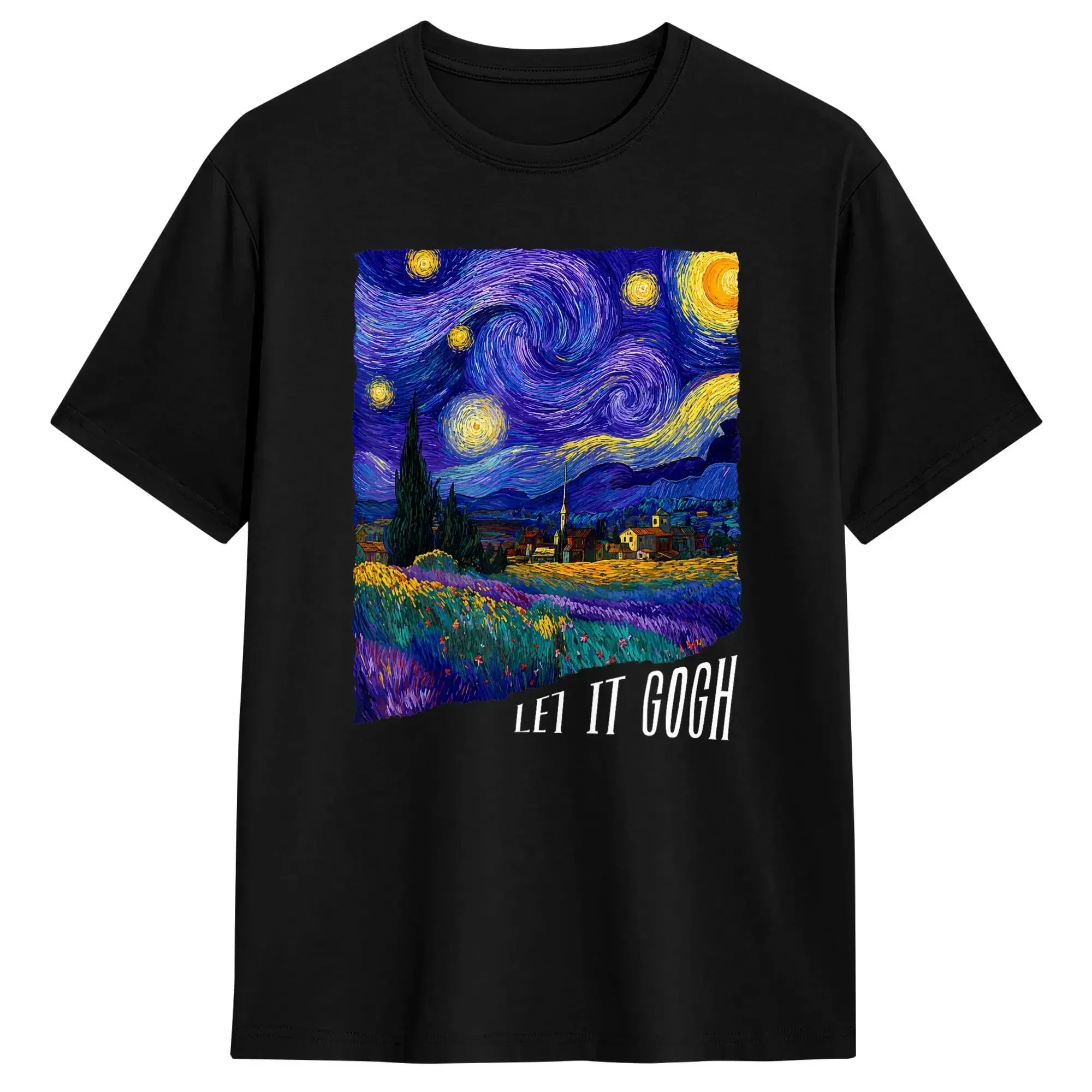 Vintage Let it Gogh 2026 Art T-Shirts Men O Neck Cotton T Shirts  Short Sleeve Tee Shirt Adult Clothes