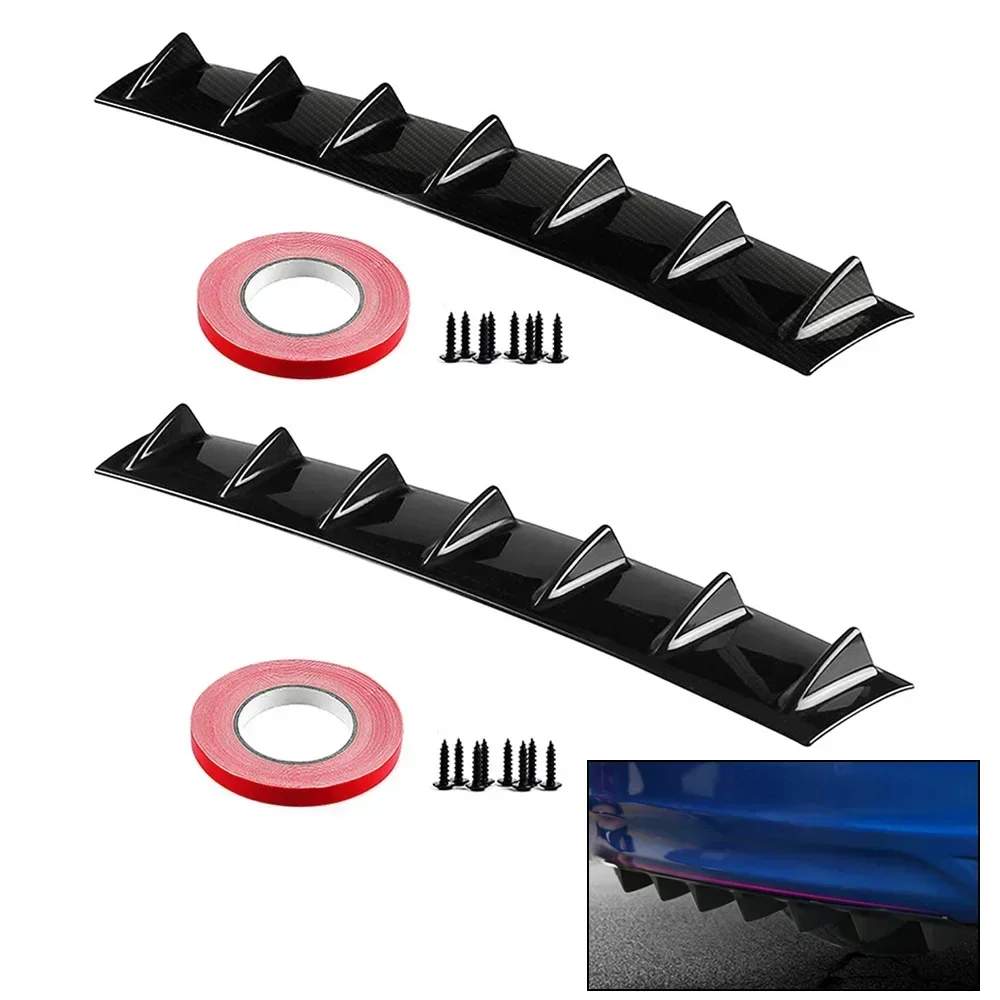Universal Gloss Black ABS Plastic Car Rear Bumper Car Back Spoiler Car-Styling Top Car Rear Bumper Lip Diffuser 7 Fin Shark