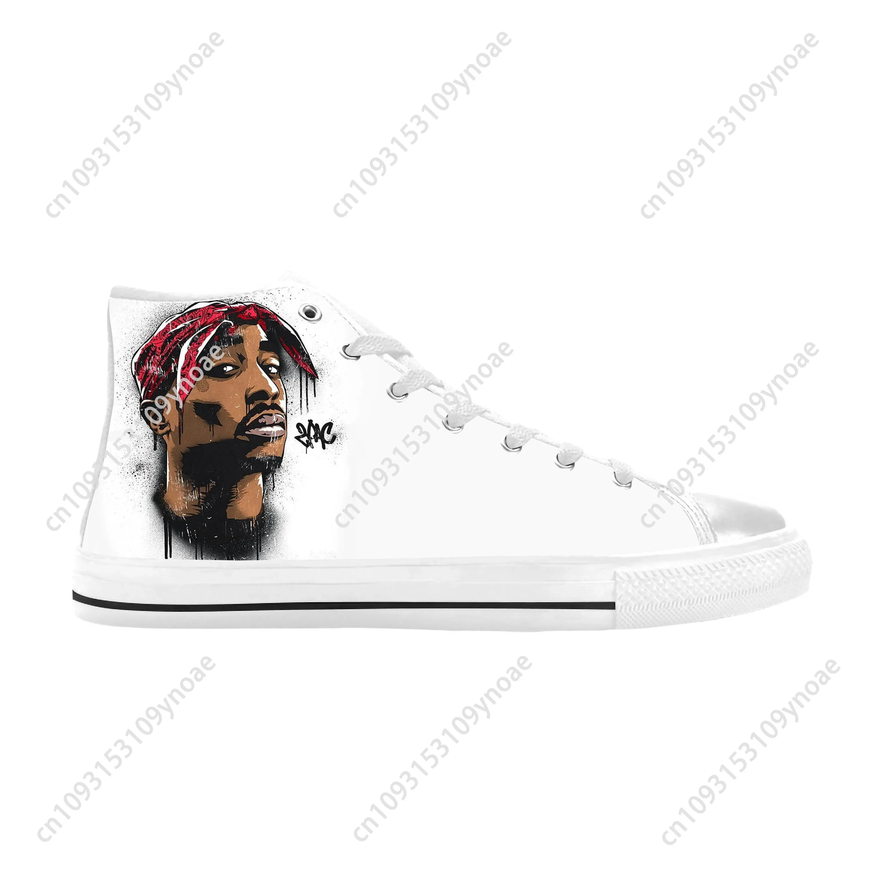 Tupac Hip Hop Rap Rapper 2pac Makaveli Music Rock Casual Cloth Shoes High Top Comfortable Breathable Print Men Women Board Shoe