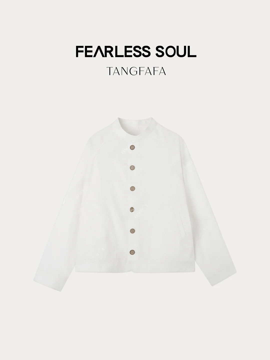 

Artistic Sle Cotton Linen Jaet with Big Buttons Stand Collar Open Cardigan Women's Loose Fit Long Sve Thin Coat