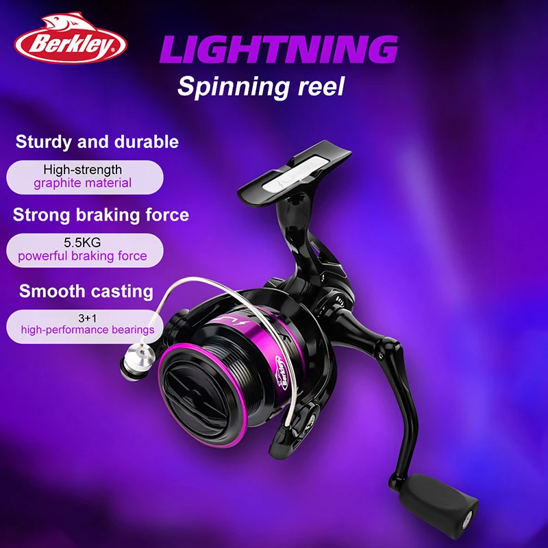 Berkley Mini Spinnrolle, Weitwurf, Hochgeschwindigkeit 5.1:1, Metall-Angelrolle, 5.5kg, 800-4000 Serie, Max. Bremskraft, Salzwasser, Süßwasser