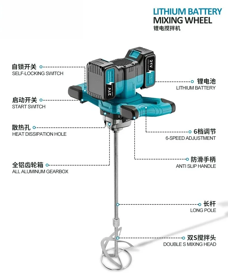 Utility Multifunctional Industrial Electric Stirring Drill, Concrete Mortar Putty Powder Cement Mixing Power Equipment