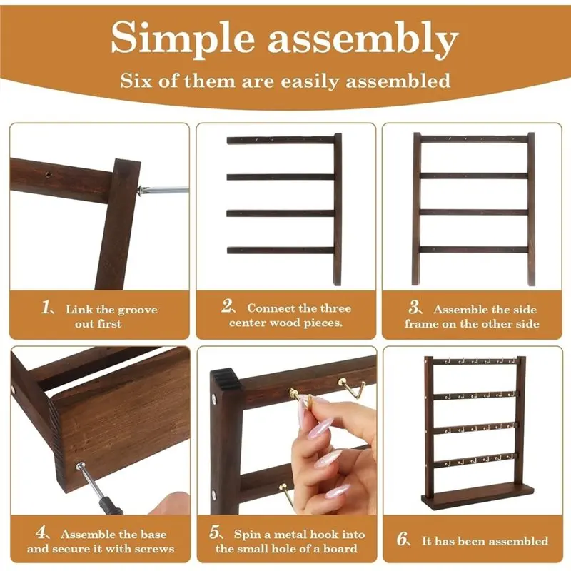 Wood Keychain Display Stand For Vendors, Keychain Display Rack With 24 Hooks For Craft Shows & Retail Stores,Jewelry