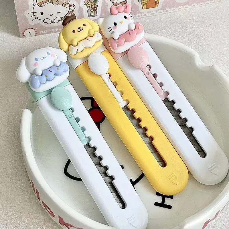 

Hello Kitty Utility Knife Cinnamoroll Anime Peripherals Mini Convenient Delicate Utility Knife Practical Students' Supplies