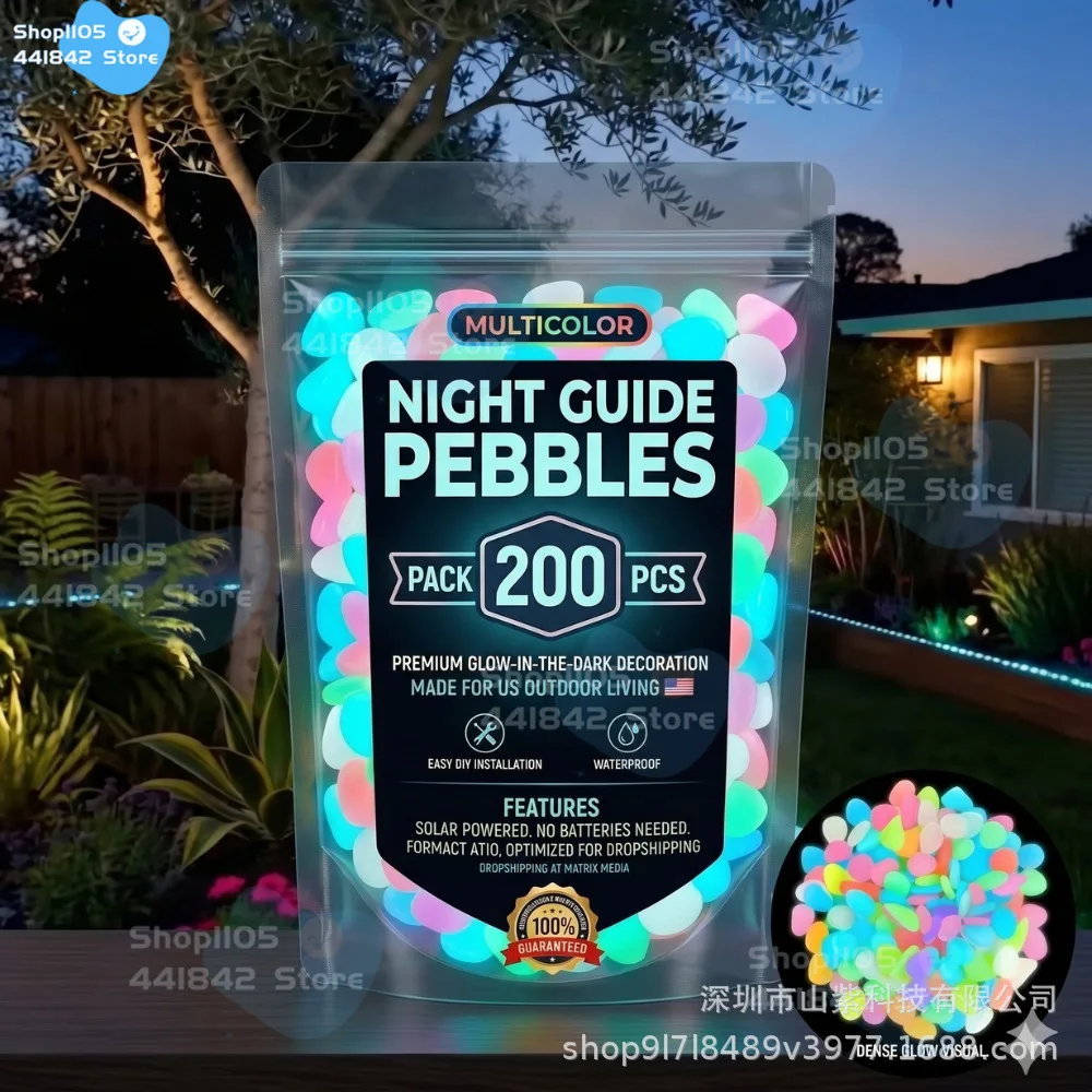 Rainbow Colorful  Glow in the Dark Luminous Pebbles Colorful Garden Stones Night Path Stepping Rocks Yard Landscaping Decor