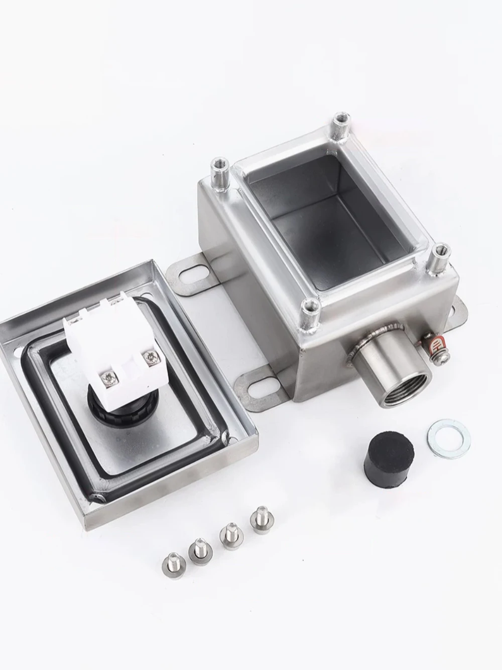 304 Stainless Steel Explosion-Proof Emergency Stop Push Button Switch Box IP65 Wall Mounted with Protective Cover