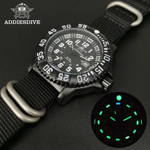 Imagen 2 del producto ADDIESDIVE-reloj analógico de nailon para hombre, pulsera de cuarzo resistente al agua hasta 50m, con tubo luminoso, estilo militar