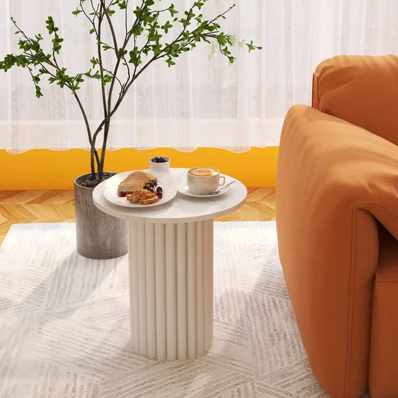 Light luxury simple modern Italian style, round table, living room sofa marble slate, small coffee table corner table
