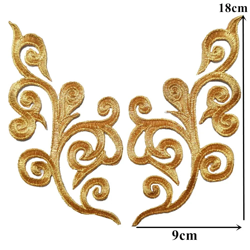 1 Pair Of Multi-Color Gold Hot Stamping Curved Line Stickers For Clothing Decoration 17 * 9CM