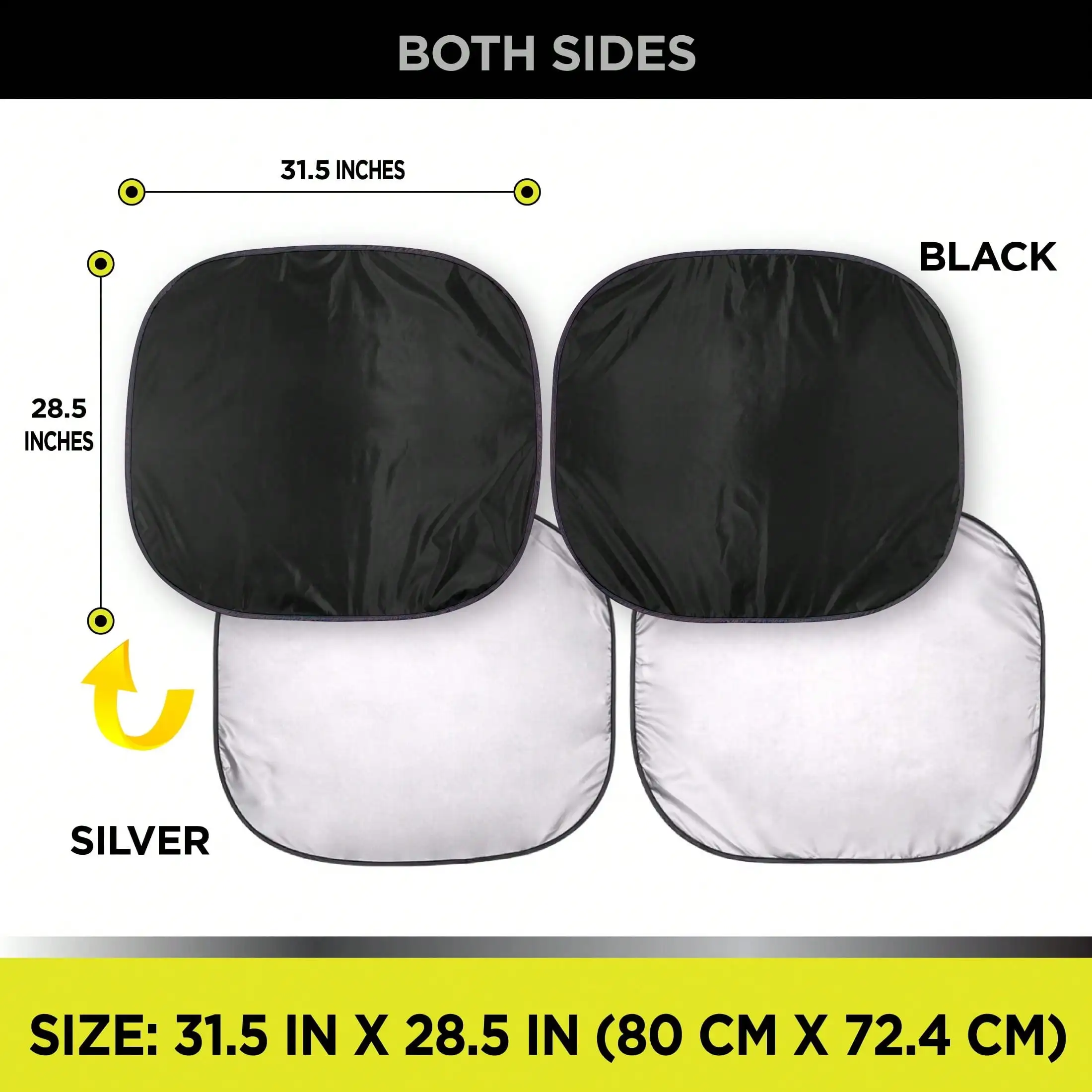 유니버셜 블랙 트위스트 쉐이드 1쌍, 28.5" x 31.5" - 차량 앞 유리에 장착하기 위해 차양을 회전시켜주세요.