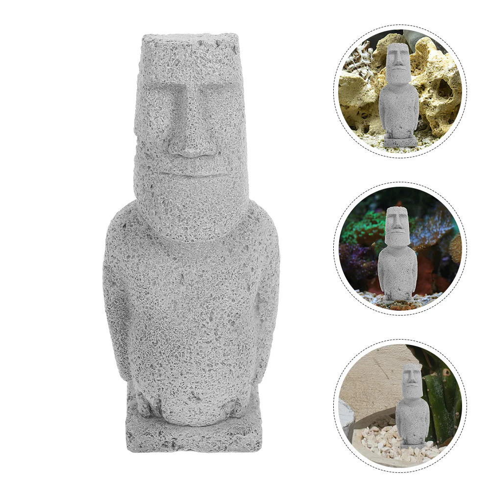 

Moai Statue Fish Tank Landscape Decoration Funny Decorations Easter Island Head Aquarium Stone Sculpture Garden Home