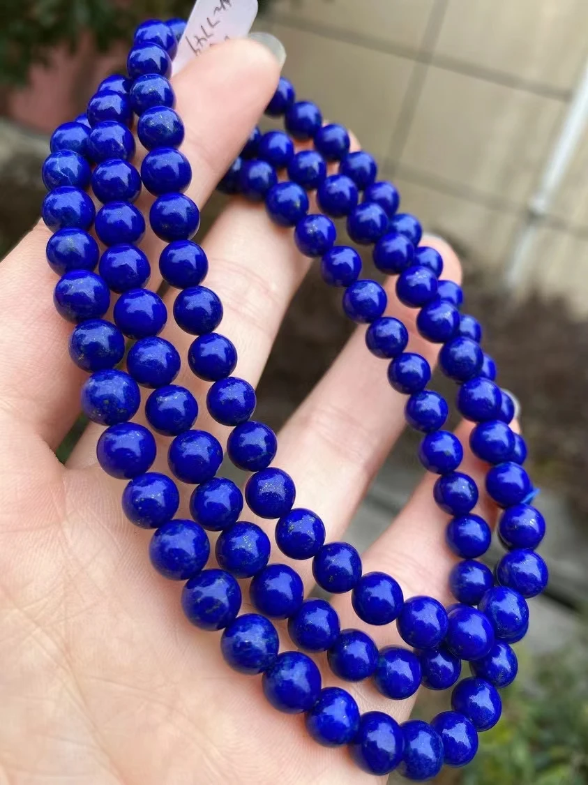 

Natural Blue Lapis Lazuli 3 Laps Round Beads Necklace 7mm Women Men Beads Jewelry Gemstone AAAAAA