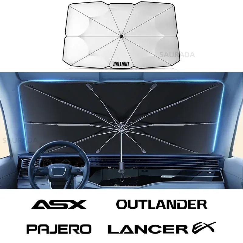 

For Mitsubishi Outlander Lancer 9 EX ASX Pajero L200 Eclipse Ralliart Delica Car Windshield Sun Shade, UV Ray Reflector Umbrella