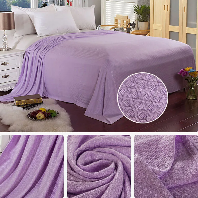 Summer Solid Bamboo Fiber Blankets Soft and Breathable Sofa Throw Blanket for Office Multifunctional Lightweight Shawl Cushion