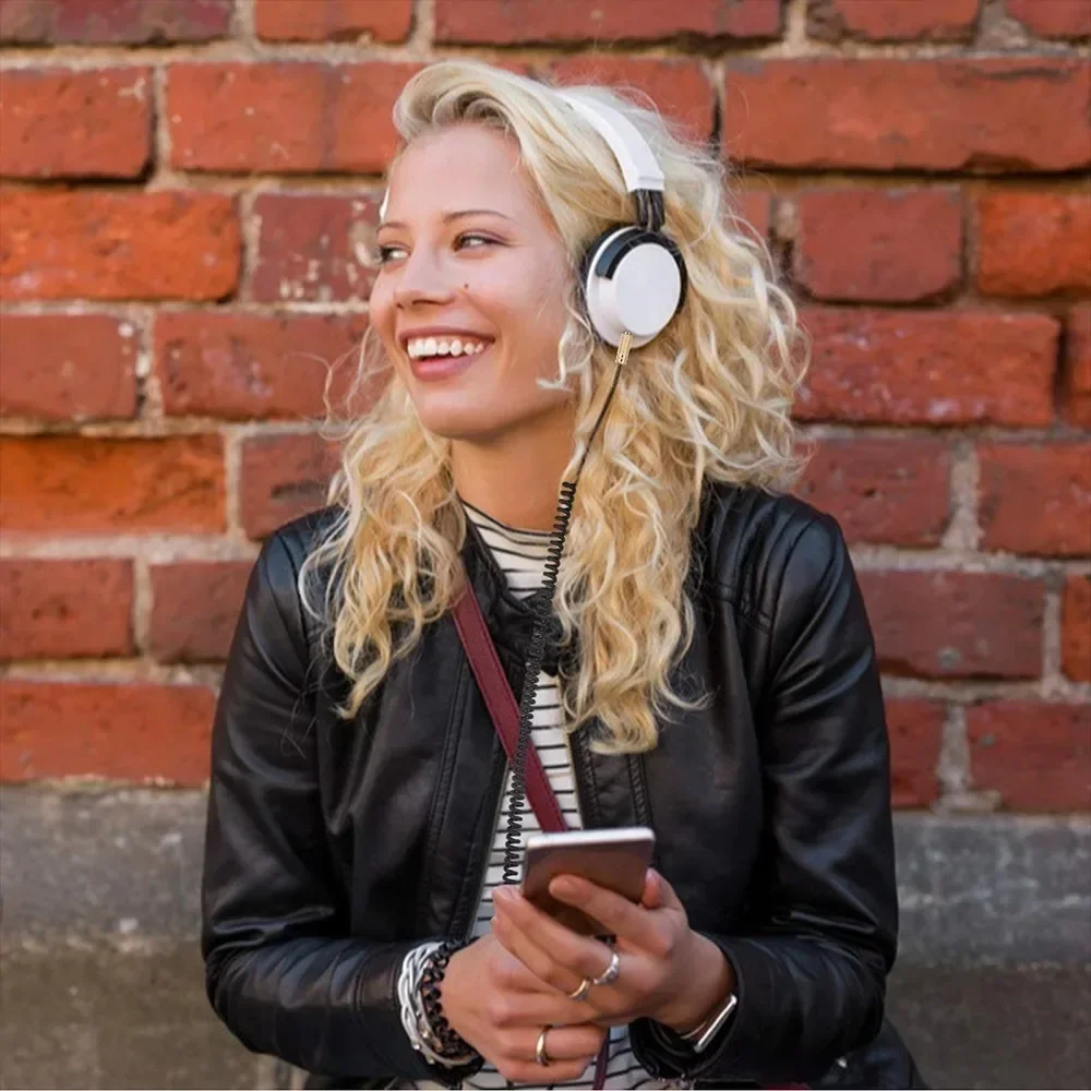 OFC Replacement Spring Coiled Aux 3.5mm Cable Extension Cord For Sony ICF-CS10iP RDP-M15iP RDP-M5iP RDP-V20iP Speaker