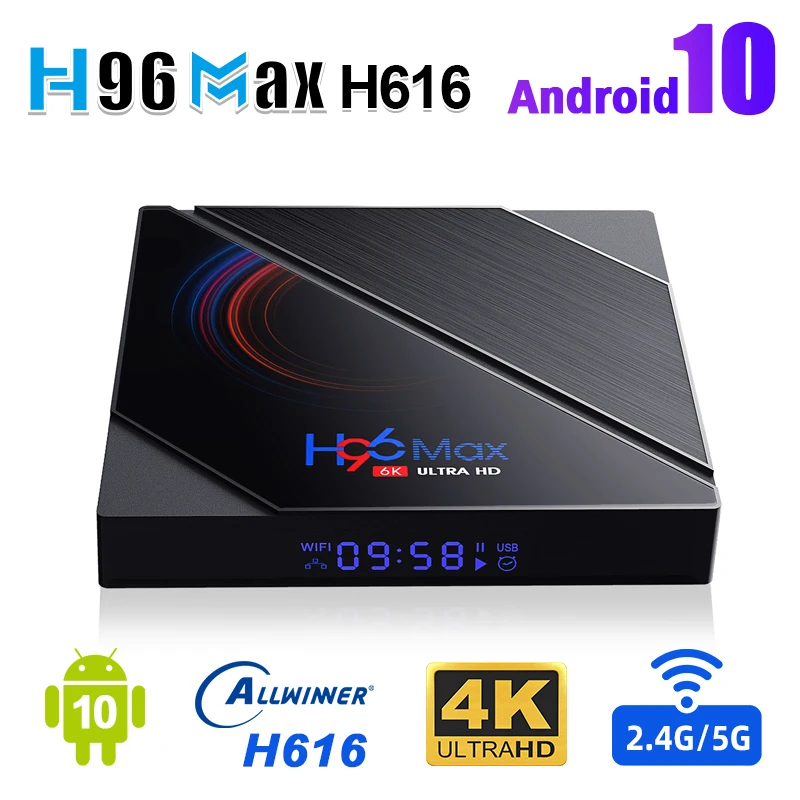 H96 Max Allwinner H616 2GB 16GB Smart 6k Android TV box 2.4G/5.0G Dual WiFi Bluetooth 4.0 set top box