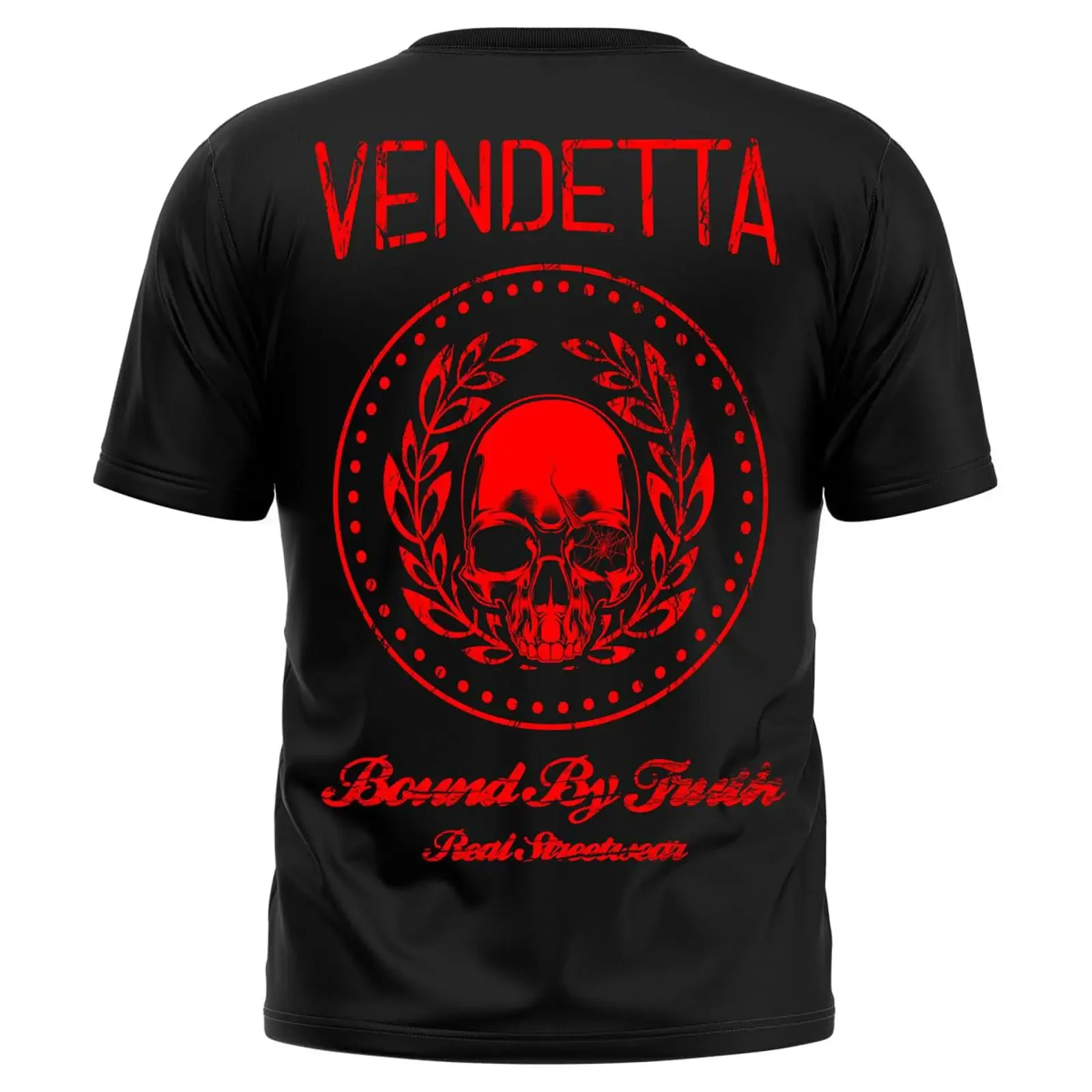 Vendetta Inc Men's T Shirt Bound Skull Black Red VD 1006 vintage Washed Versatile graphic designer clothes Unisex Slightly