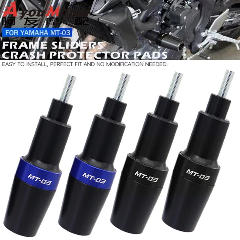 MT-03 quadro slider crash protector da roda da motocicleta garfo eixo slider proteção motor crash pad para yamaha mt03 mt25 2015-2025