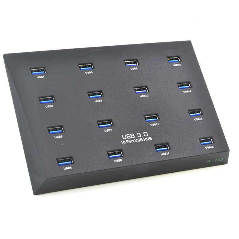 

A-163 25W Powered Super Data Speed 5Gbps 16 Ports USB3.0 Duplicator Hub USB Flash Driver Copier EU PLUG