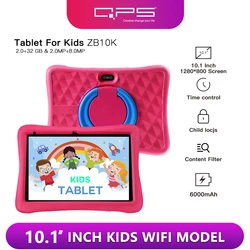 QPS 10 Inch Kids Tablets Android 11 1280*800 HD Ouad Core  Wifi 2GB 32GB Children Tablet for Kids Study with Holder  6000mAh