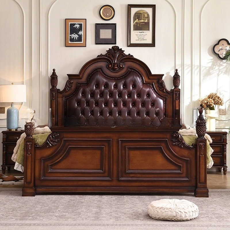 

150 X 200 Luxury Frame Double Bed Wood Queen Design Lit King Size Space Saving Twin Modern Lit 2 Personnes Furniture For Bedroom