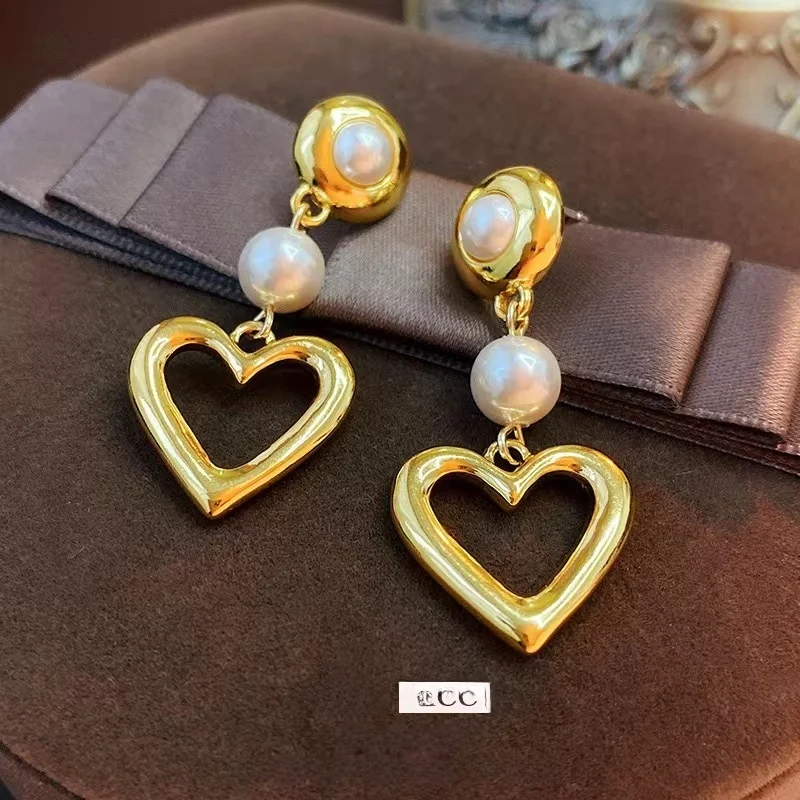 

Ele Long Pearl Circle Earrings Women's Faion Jewelry Slimming Face Effect Retro Ele Luxury Feelings Women's Hoops