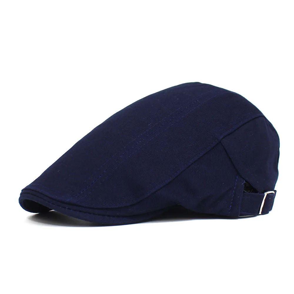 Solid color cotton front cap men\'s casual cap classic beret